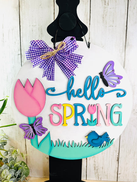Hello Spring 10” Door Hanger or Leaner
