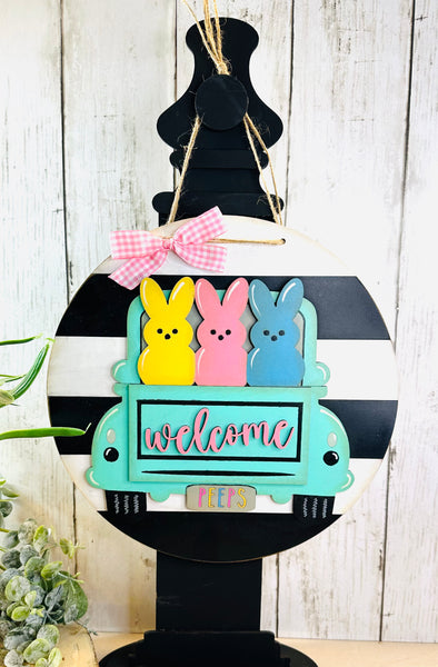 Welcome Peeps Easter 10” Door Hanger or Leaner