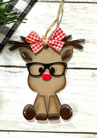 Reindeer with glasses ornament