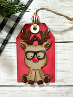 Nerdy Reindeer tag ornament