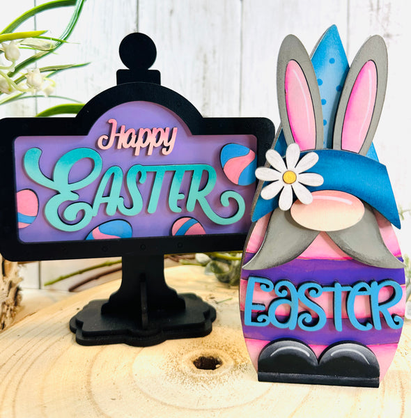 Easter Mini Interchangeable Sign and Small Easter Gnome