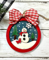 Snowman, winter scene ornament