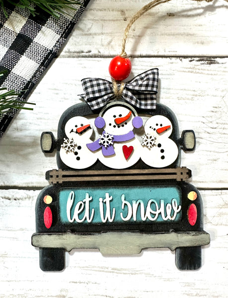 Let it Snow truck ornament